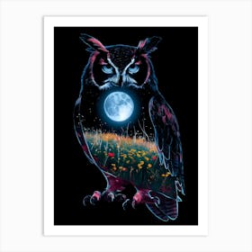 Owl At Night Art Print