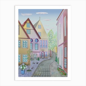 Landscape with a quiet German street Art Print