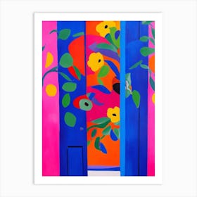 Blue Door Colorful flowers Art Print