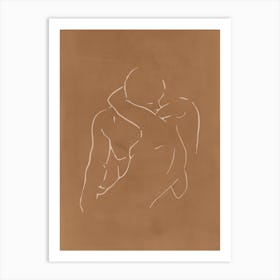 Lovers Body Sketch 2 Camel Line Art Print