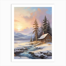 Cabin In The Snow 2 Art Print