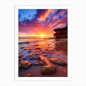Freshwater Beach Australia At Sunset, Vibrant Painting 1 Art Print