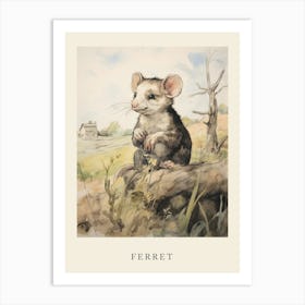 Beatrix Potter Inspired  Animal Watercolour Ferret 1 Art Print