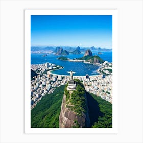 Aerial View Of Rio De Janeiro Capturing Cristo Redentor Christ The Redeemer Statue On Corcovado Mo Art Print