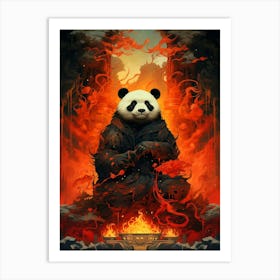 Panda Bear In Fire Art Print