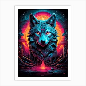 Psychedelic Wolf 5 Art Print