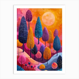 Sunset Trees Art Print