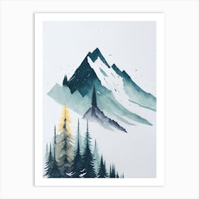 Mountain And Forest In Minimalist Watercolor Vertical Composition 102 Art Print