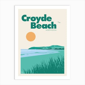 Croyde Beach, North Devon (Teal) Art Print