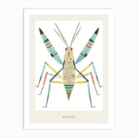Colourful Insect Illustration Katydid 15 Poster Art Print