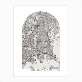 The Bronx New York Boho Minimal Arch Street Map 1 Art Print