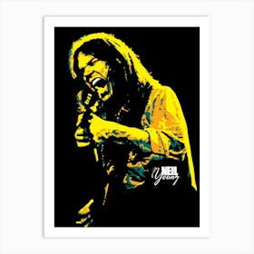 Neil Young Canadian American Musician Legend in Pop Art Illustration 2 Art Print