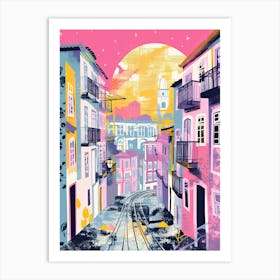 Lisbon In Risograph Style 2 Art Print