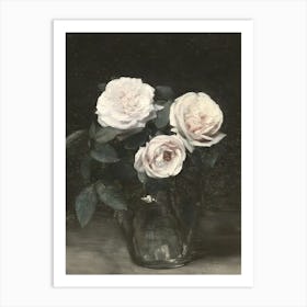 Three Roses In A Vase Art Print