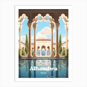Alhambra Spain Travel Art Illustration 1 Art Print
