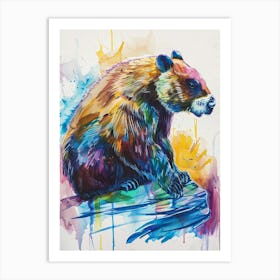 Beaver Colourful Watercolour 1 Art Print