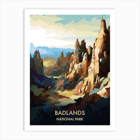 Badlands National Park Travel Poster Illustration Style 2 Art Print