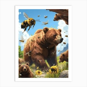 Halictidae Bee Storybook Illustration 3 Art Print