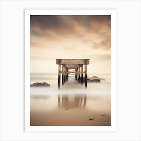 Pier At vintage Sunset Art Print