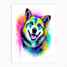 Norwegian Elkhound Rainbow Oil Painting Dog Art Print