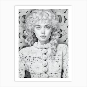 Crochet Jumper Black And White Art Print