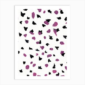 Abstract Art, Colorful Pink And Yellow Confetti Splatters Painting with Oil Pastel Color 1 Art Print