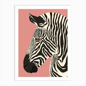 Jungle Safari Zebra on Pink Art Print