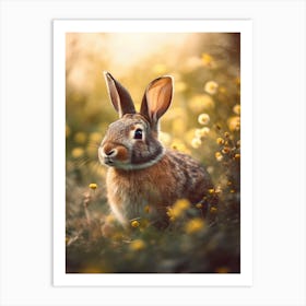 Bunny In Flower Field Art Print