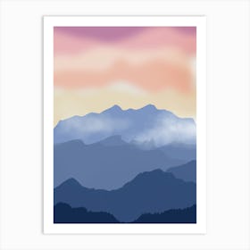 Sunset Over The Mountains 1 Art Print