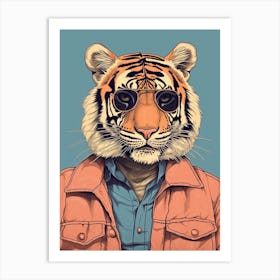 Tiger Illustrations Wearing A Denim Jacket 1 Art Print