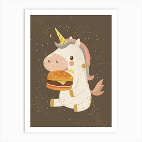 Unicorn Eating A Cheeseburger Muted Pastels 1 Art Print