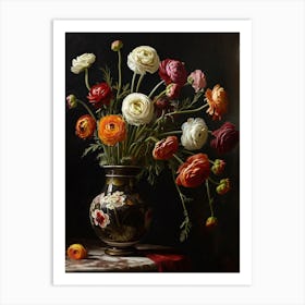 Baroque Floral Still Life Ranunculus 1 Art Print