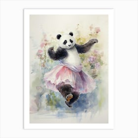 Panda Art Dancing Watercolour 4 Art Print