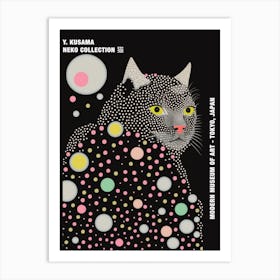Yayoi Kusama Inspired Cat Pink Black Poster Art Print