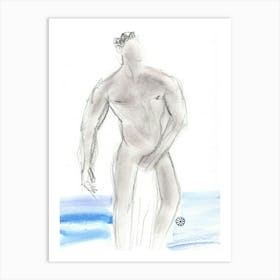 Poster Print Giclee Wall Art Adult Mature Explicit Homoerotic Erotic Man Male Nude Gay Art Drawing Artwork 003 Art Print
