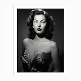 Black And White Photograph Of Ava Gardner Art Print