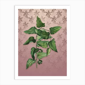 Vintage Common Smilax Botanical on Dusty Pink Pattern n.1700 Art Print