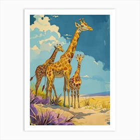Pastel Giraffe Watercolour Style Illustration Art Print