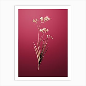 Gold Botanical Freesia on Viva Magenta n.2903 Art Print