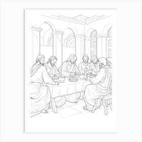 Line Art Inspired By The Last Supper 12 Art Print