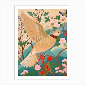 Maximalist Bird Painting Cedar Waxwing 2 Art Print