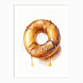 Bourbon Glazed Donut Cute Neon 4 Art Print