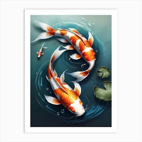 Koi Fish Yin Yang Painting (20) Art Print