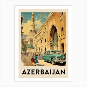 Azerbaijan Retro Travel Poster 1 Art Print