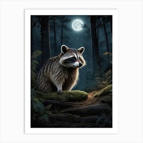 Raccoon In The Woods Art Print