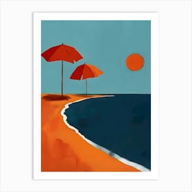 Two Umbrellas On The Beach Art Print