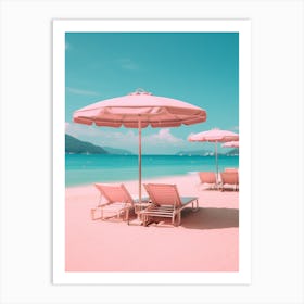 Patong Beach Phuket Thailand Turquoise And Pink Tones 1 Art Print