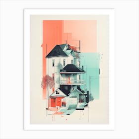 A House In Montreal, Abstract Risograph Style 4 Art Print