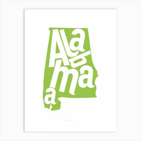 Alabama State Typograpy Art Print