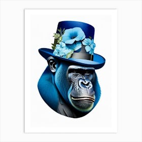 Gorilla In Bowler Hat Gorillas Decoupage 1 Art Print